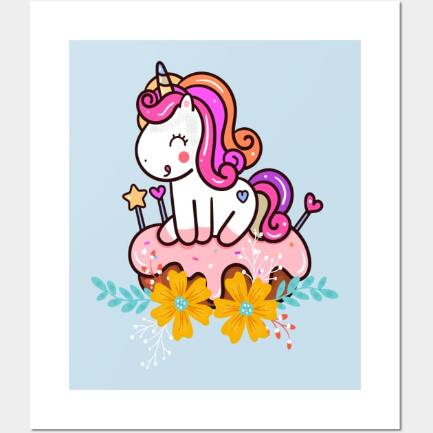 Cute Unicorn Lover Wall Art by JeffDesign